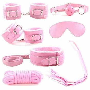 House Of Dasein Bondage Starter Kit Blindfold Gag Flogger Restraints - Pink