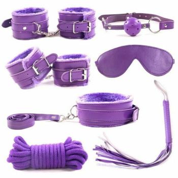 House Of Dasein Bondage Starter Kit Blindfold Gag Flogger Restraints - Purple