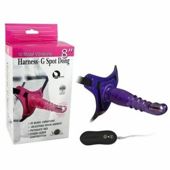 House Of Dasein 8 Inch Harness G Spot Vibrator Dildo Dong Strapon Belt Pegging Kit - Purple