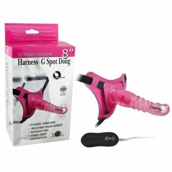 House Of Dasein 8 Inch Harness G Spot Vibrator Dildo Dong Strapon Belt Pegging Kit - Pink