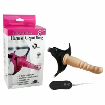 House Of Dasein 8 Inch Harness G Spot Vibrator Dildo Dong Strapon Belt Pegging Kit - Flesh