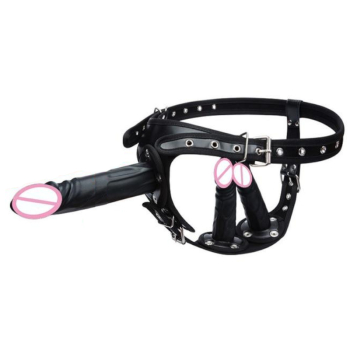 House Of Dasein Big Fantasy Harness Triple Dildos Pegging Kit Red Black Strapon - Black - Big