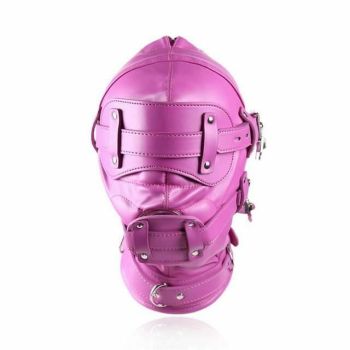 House Of Dasein Pink Blue Fetish Full Hood With Mouth Dildo Gag Bdsm Bondage Sex Mask - Rose Red - 9.5Cm