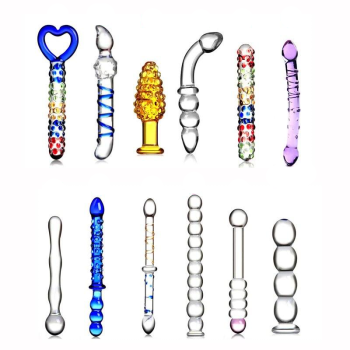 House Of Dasein 12 Styles Dildo Smooth Glass Anal Beads Double Ended Dong Butt Plug - All