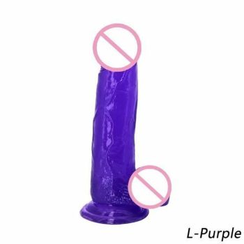 House Of Dasein Jelly Realistic Flexible Penis Dong Cock And Balls Dildo Suction Cup - Purple - L