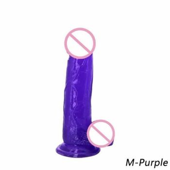 House Of Dasein Jelly Realistic Flexible Penis Dong Cock And Balls Dildo Suction Cup - Purple - M
