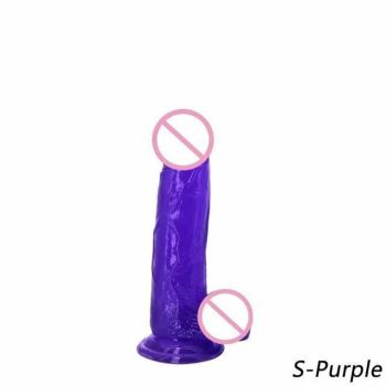 House Of Dasein Jelly Realistic Flexible Penis Dong Cock And Balls Dildo Suction Cup - Purple - S