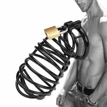House Of Dasein 40 / 45 50Mm Lockable Black Cock Ring Stainless Steel Chastity Device Cage - Black - 40Mm