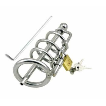 House Of Dasein Stainless Steel Cock Cage Urethral Sound Metal Ring Penis Plug - Inner Diameter 40Mm