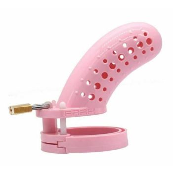 House Of Dasein Plastic Male Chastity Device Breathable Locking Cock Cage Penis Ring Men - Pink
