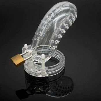 House Of Dasein Plastic Male Chastity Device Breathable Locking Cock Cage Penis Ring Men - Clear