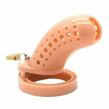 House Of Dasein Plastic Male Chastity Device Breathable Locking Cock Cage Penis Ring Men - Flesh