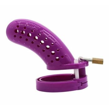 House Of Dasein Plastic Male Chastity Device Breathable Locking Cock Cage Penis Ring Men - Purple