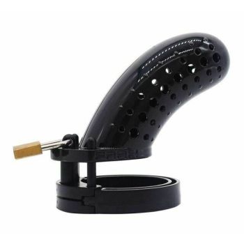 House Of Dasein Plastic Male Chastity Device Breathable Locking Cock Cage Penis Ring Men - Black