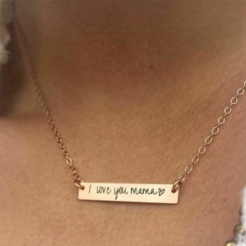 House Of Dasein Personalized Bar Necklace Stainless Steel Engraved Name Pendant Jewellery Bdsm - Gold
