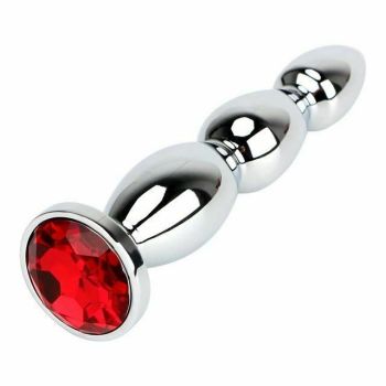 House Of Dasein Big Crystal Jewel Stainless Steel Bdsm Anal Plug Metal Butt Beads - Red