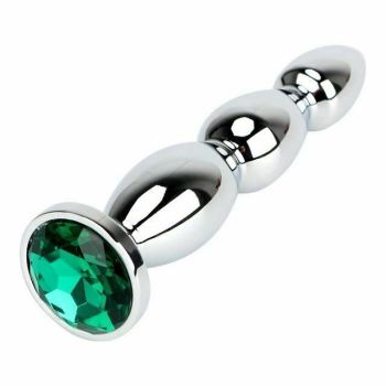 House Of Dasein Big Crystal Jewel Stainless Steel Bdsm Anal Plug Metal Butt Beads - Green