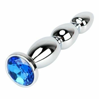 House Of Dasein Big Crystal Jewel Stainless Steel Bdsm Anal Plug Metal Butt Beads - Blue