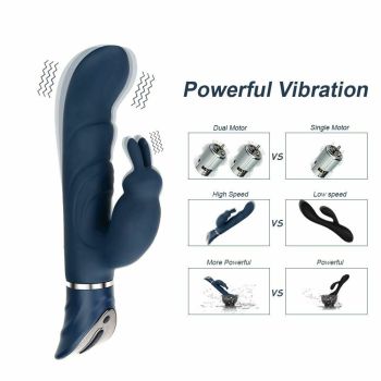 House Of Dasein Powerful Blue Rabbit Vibrator Clitoris G Spot Stimulation Waterproof Rechargeable - Blue
