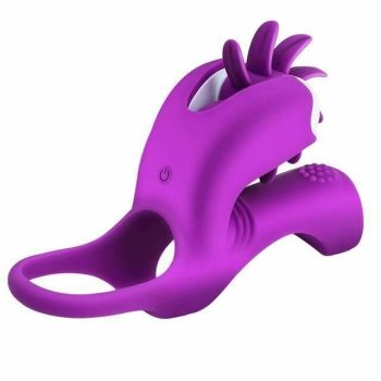 House Of Dasein Vibrating Penis Ring Tongue Oral Sex Licking Clitoris Stimulator Vibrator - Purple