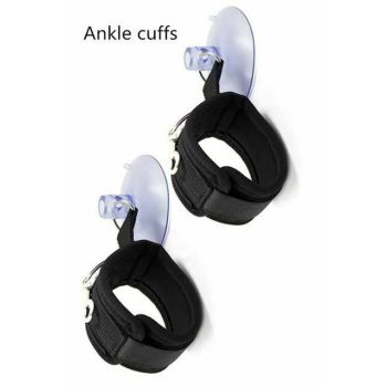 House Of Dasein Black Suction Cup Handcuffs Ankle Cuffs Shower Restraints Bdsm Bondage - Black - Ankle Cuffs