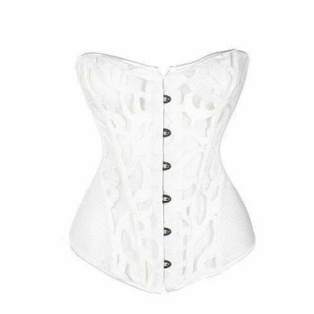 House Of Dasein Black White Over Bust Corset Lace Mesh Sexy Lingerie Bdsm Fetish Clothing - White - Xxl