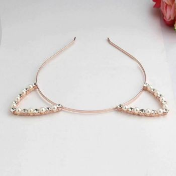 House Of Dasein Rhinestone Cat Ear Headband Kitten Pet Play Bdsm Accessories - Rose Gold