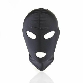 House Of Dasein Black Hood Mask Stretchy Bdsm Head Bondage Fetish Kink Restraints - Black - Eyes And Mouth Hole