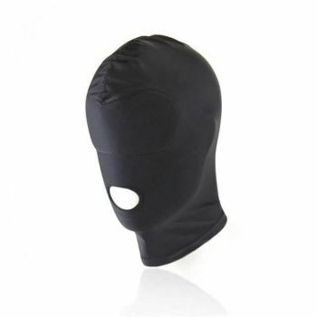 House Of Dasein Black Hood Mask Stretchy Bdsm Head Bondage Fetish Kink Restraints - Black - Mouth Hole