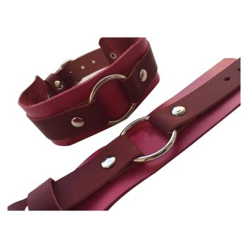 House Of Dasein Handmade Double Layer Leather Collar Bdsm Choker Necklace - Red