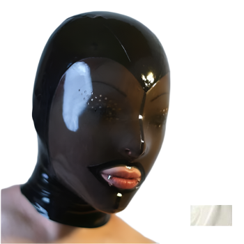House Of Dasein Fetish Mask With Back Zip Transparent Black Face Hood Latex - White
