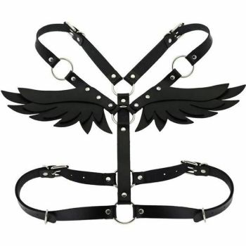 House Of Dasein Angel Wings Body Harness 16 Colours Bondage Fetish Clothing Bdsm - Black