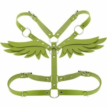 House Of Dasein Angel Wings Body Harness 16 Colours Bondage Fetish Clothing Bdsm - Green