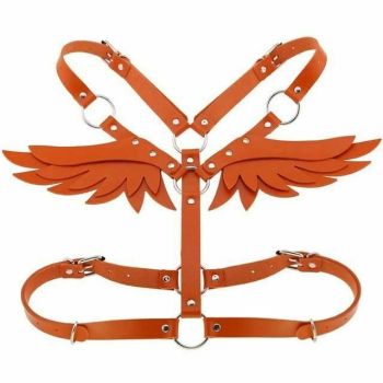 House Of Dasein Angel Wings Body Harness 16 Colours Bondage Fetish Clothing Bdsm - Orange