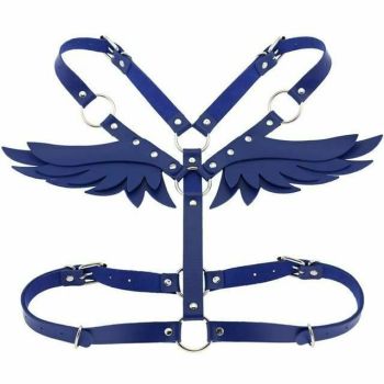 House Of Dasein Angel Wings Body Harness 16 Colours Bondage Fetish Clothing Bdsm - Blue