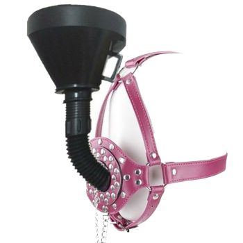 House Of Dasein Head Harness Funnel Gag Pink Blue Bdsm Toy Water Sports Play Bondage - Pink