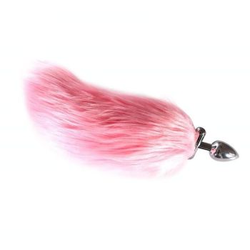 House Of Dasein Glowing Fur Fox Anal Tail Butt Plug Cosplay Bdsm Pet Play Fetish - Pink - Long - Metal