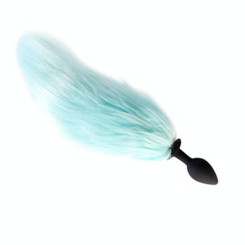 House Of Dasein Glowing Fur Fox Anal Tail Butt Plug Cosplay Bdsm Pet Play Fetish - Blue - Short - Silicone
