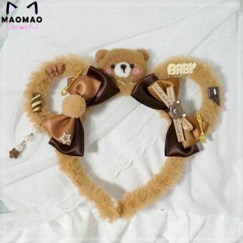 House Of Dasein Plush Teddy Bear Ears Headband Lolita Ddlg Cosplay - Brown