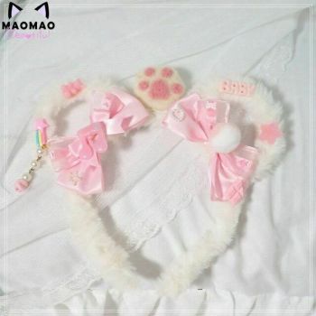 House Of Dasein Plush Teddy Bear Ears Headband Lolita Ddlg Cosplay - White