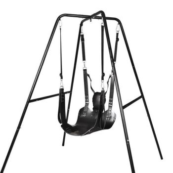 House Of Dasein Faux Leather Love Hammock Swing Bondage Sex Furniture Bdsm - Black - Hammock And Frame