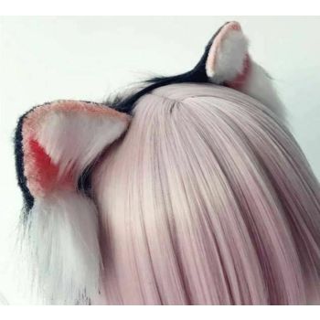 House Of Dasein 3 Colours Anime Neko Faux Fur Cat Ears Headband Kitten Cosplay Lolita - Black And White