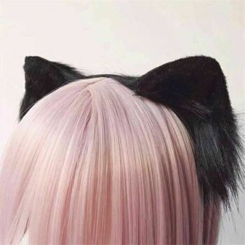 House Of Dasein 3 Colours Anime Neko Faux Fur Cat Ears Headband Kitten Cosplay Lolita - Black