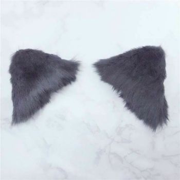 House Of Dasein Lolita Cosplay Faux Fur Ears Hairclips Anime Neko Costume Clip Ddlg - Black