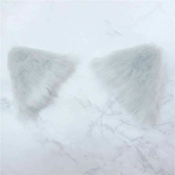 House Of Dasein Lolita Cosplay Faux Fur Ears Hairclips Anime Neko Costume Clip Ddlg - Grey