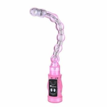 House Of Dasein Pink Purple Jelly Flexible Vibrating Anal Beads Pliable Butt Plug Vibrator - Pink