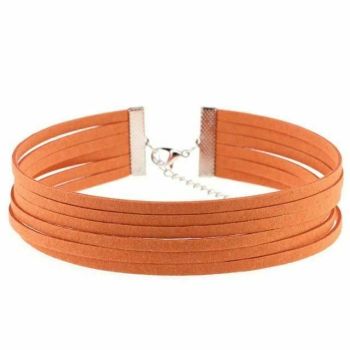 House Of Dasein Bdsm Day Collar Colourful Velvet Choker Kink Fetish Dominant Submissive - Orange