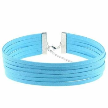 House Of Dasein Bdsm Day Collar Colourful Velvet Choker Kink Fetish Dominant Submissive - Light Blue