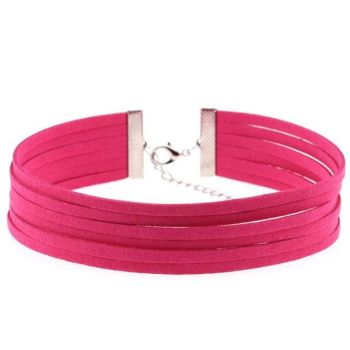 House Of Dasein Bdsm Day Collar Colourful Velvet Choker Kink Fetish Dominant Submissive - Hot Pink