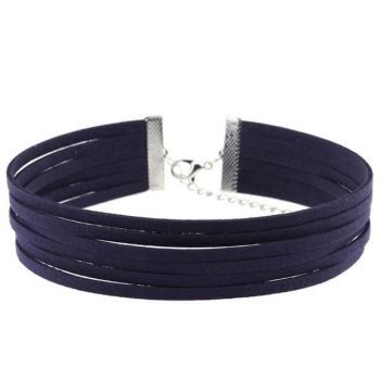 House Of Dasein Bdsm Day Collar Colourful Velvet Choker Kink Fetish Dominant Submissive - Dark Blue